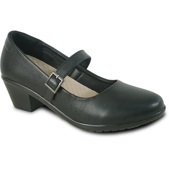 kozi Women Comfortable Dress Shoe Mary Jane OY3238 with Round Toe Heel 2" Removable Insole Black