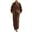 Coffee, variant on Women's Mandarin Collar Batwing Sleeve Maxi Dress Half Button With Pockets Loose Fit Casual Linen Blend Caftan Dress