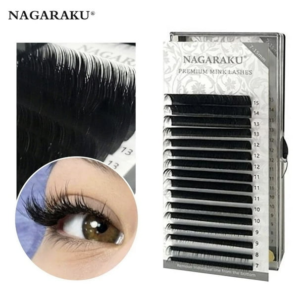 NAGARAKU 7 ~ 25mm BCDL LC LD N premium visón sintético natural pestañas postizas clásicas extensiones de pestañas individuales herramienta de maquillaje Dengxun unisex