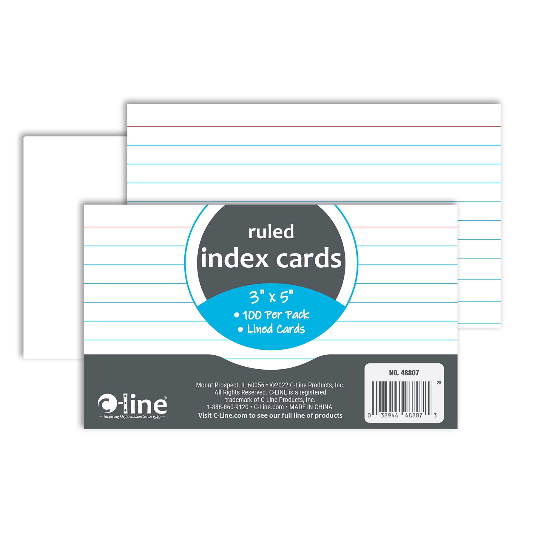 C-Line Index Cards, 3" x 5", White, 100 Per Pack, 12 Packs