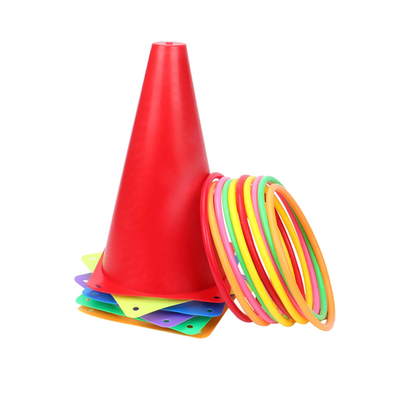 Wswqop Rings Toss Game Backyard Game Colored Cones And Rings Carnival Game Set for Lawn