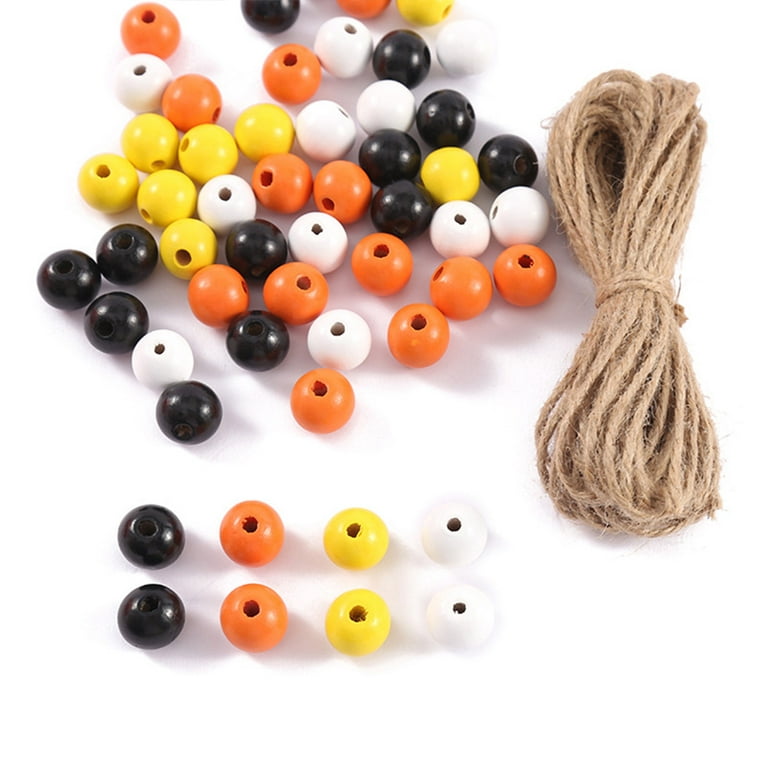 HGYCPP Wood Beads For Crafts With Holes Holiday Hemp Rope For Crafts Round  Wood Beads For Jewelry Making Home Party Decoration 