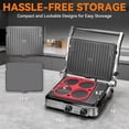 thumbnail image 7 of 4-slice Panini Press Grill Cheese Sandwich Maker  Electric Indoor With Temperature Setting Opens 180 Degrees Dual Non-stick Surfaces 4-circle Silicone Mold Reversible Plates, 7 of 7