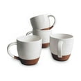 thumbnail image 1 of Mora Ceramic Large Latte Mug Set of 4, 16oz - Microwavable, Porcelain Coffee Cups With Big Handle - Modern, Boho, Unique Style For Any Kitchen. Microwave Safe Stoneware - Vanilla White, 1 of 2