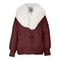 thumbnail image 2 of Veste d'Hiver pour Femmes, Comdrip Veste en Coton Duvetée à Grand Col pour Dames, Sens du Design, Veste Courte en Coton pour Femmes, Style Coréen, Manteau Anti-Chaleur, Manteau d'Hiver pour Femmes Rouge 2TG, 2 of 5