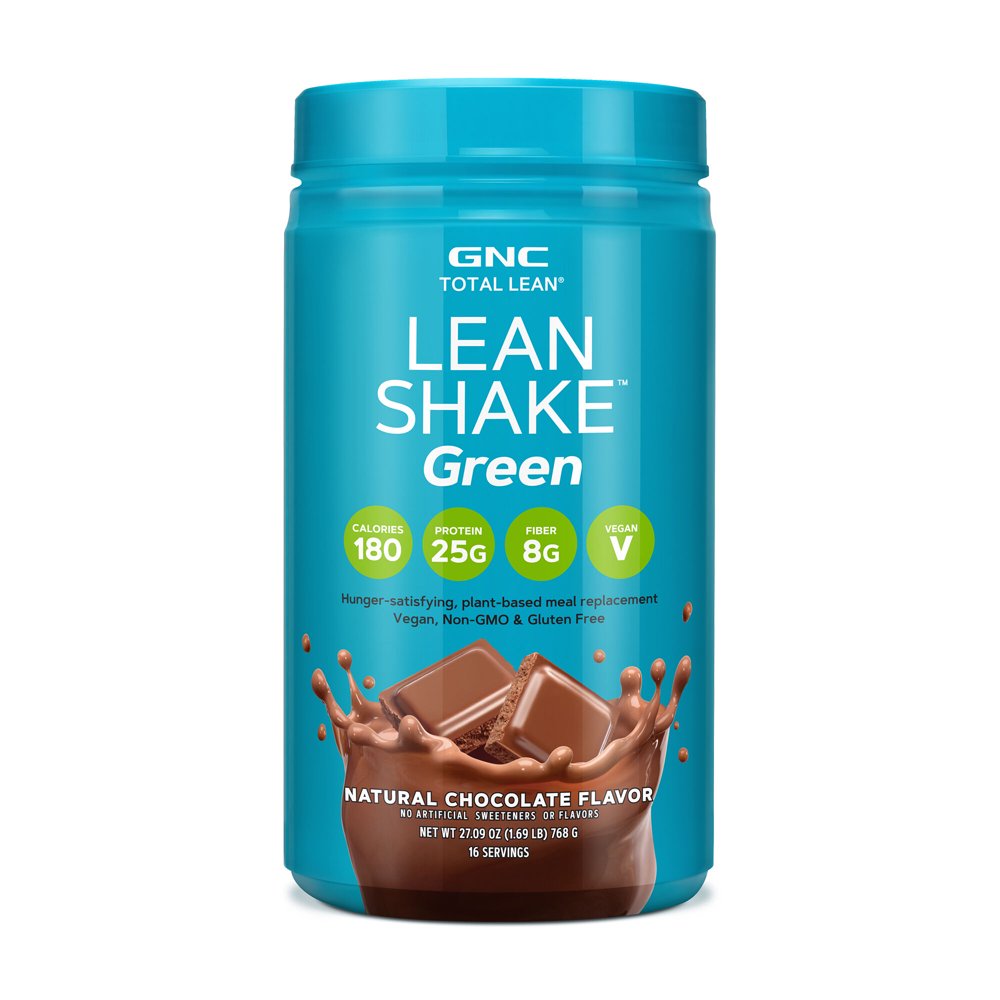GNC Total Lean Lean Shake Green Protein Powder Natural Chocolate, 16