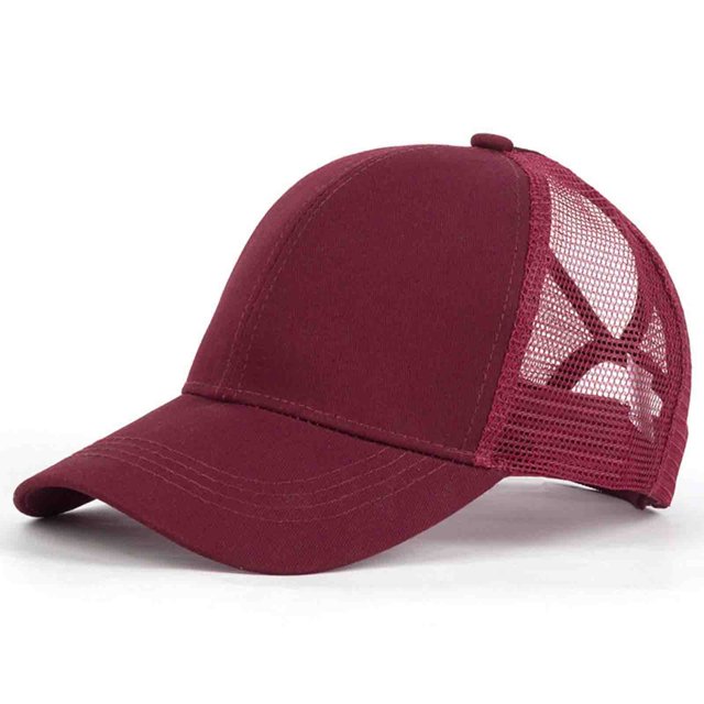 Under $10 Visors Red Unisex Baseball with Ponytail Opening Ponytail Adjustable Mesh Breathable Cap