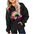 thumbnail image 2 of WQNVRNR Kids Valentine's Day Hoodie- Casual Long Sleeve Fleece-Lined Heart Sweatshirt with Pocket Black Size 8, 2 of 6