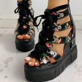 thumbnail image 3 of Womens Sandals Block Heel Platform Chunky Heeled Clear Transparent String Wedges Ankle Strap Sandals for Women, 3 of 7