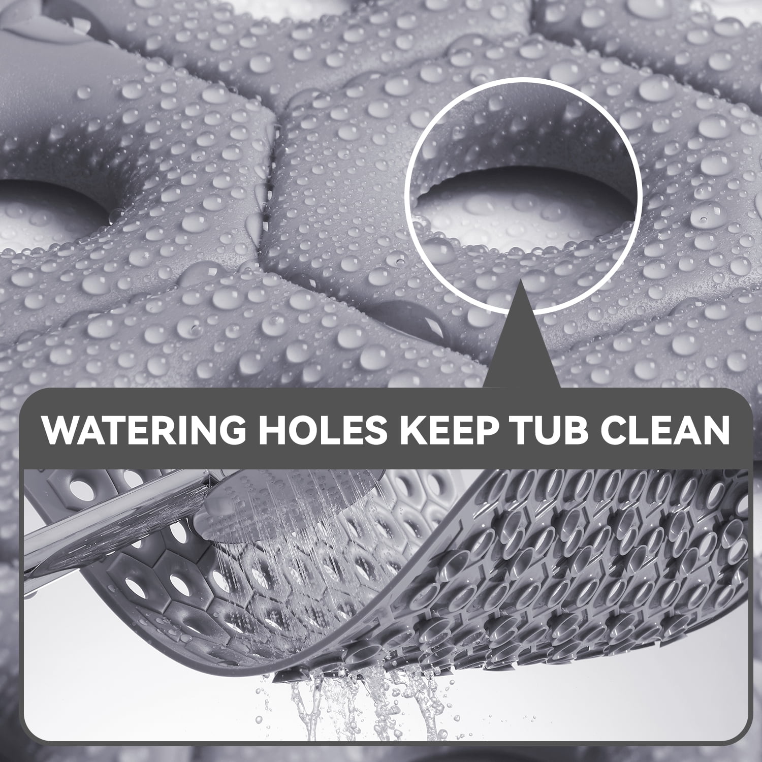 VUNATE 2-Piece Shower Mat Non Slip Bath Mat for Tub and Shower Floor Mat Machine Washable Bathtub Mat with Suction Cups and Drain Holes Shower Mat for Bathtub 15.5"x27.5" Bathroom Accessories