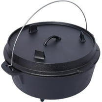 Pre-Seasoned Cast Iron Dutch Oven with Skillet Lid, 12 Quart Outdoor Camping Deep Pot
