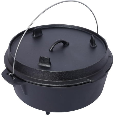 Pre-Seasoned Cast Iron Dutch Oven with Skillet Lid, 12 Quart Outdoor Camping Deep Pot