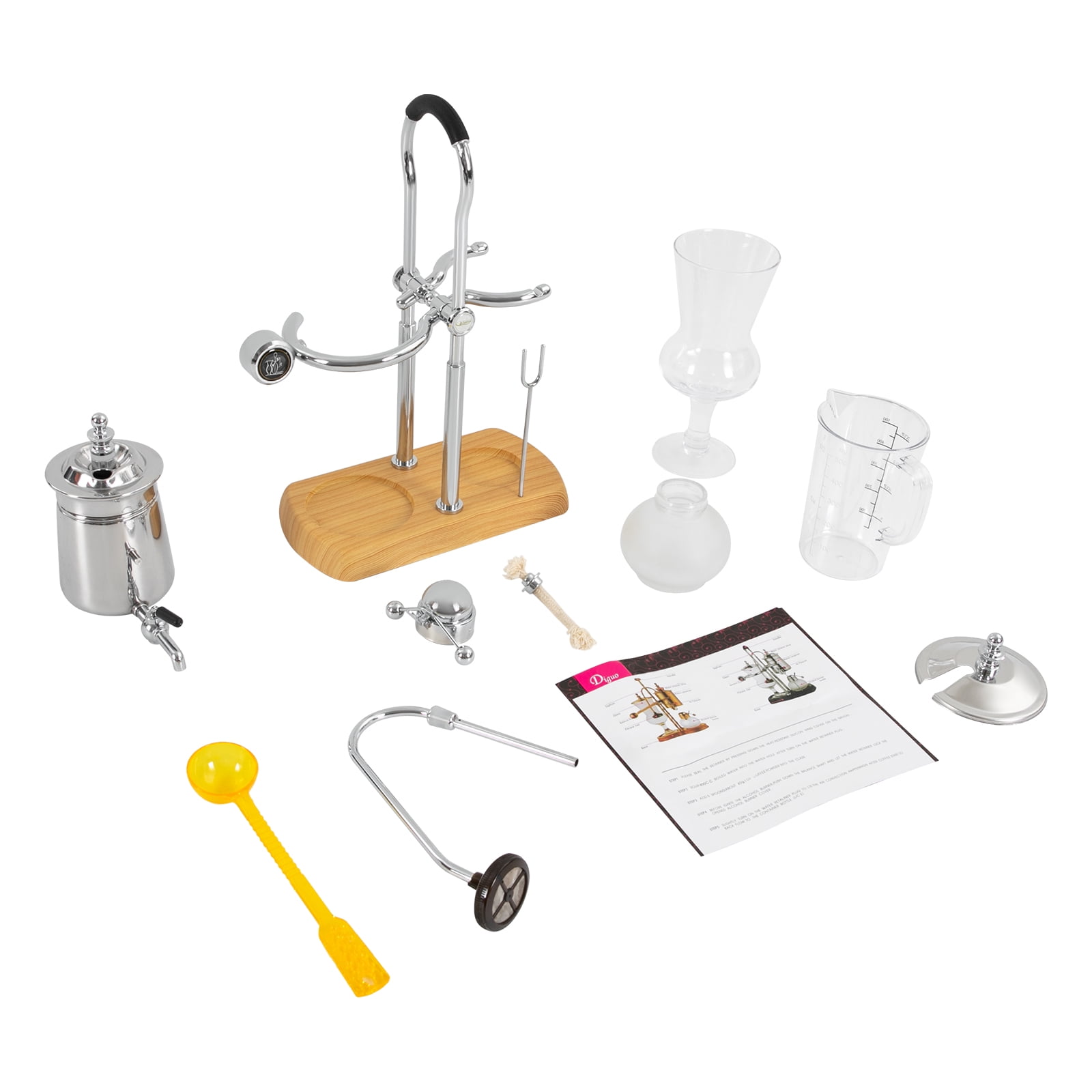 Belgian Syphon Coffee Maker Set, 4-Cup Vintage Luxury Royal Siphon Coffee Brewer for Home Office Silver