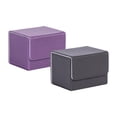 thumbnail image 1 of Cajas de cartas coleccionables Macarena organizador de Caja de almacenamiento de cuero PU violeta y negro, 1 of 8