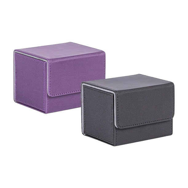 Cajas de cartas coleccionables Macarena organizador de Caja de almacenamiento de cuero PU violeta y negro