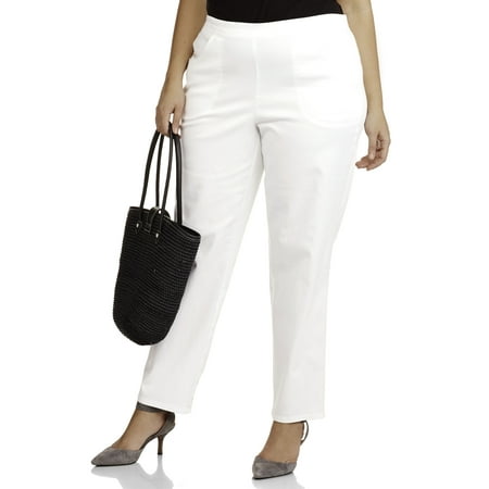 Women's Plus-Size 2-Pocket Pull-On Stretch Woven Pants, Available in Regular and Petite Lengths