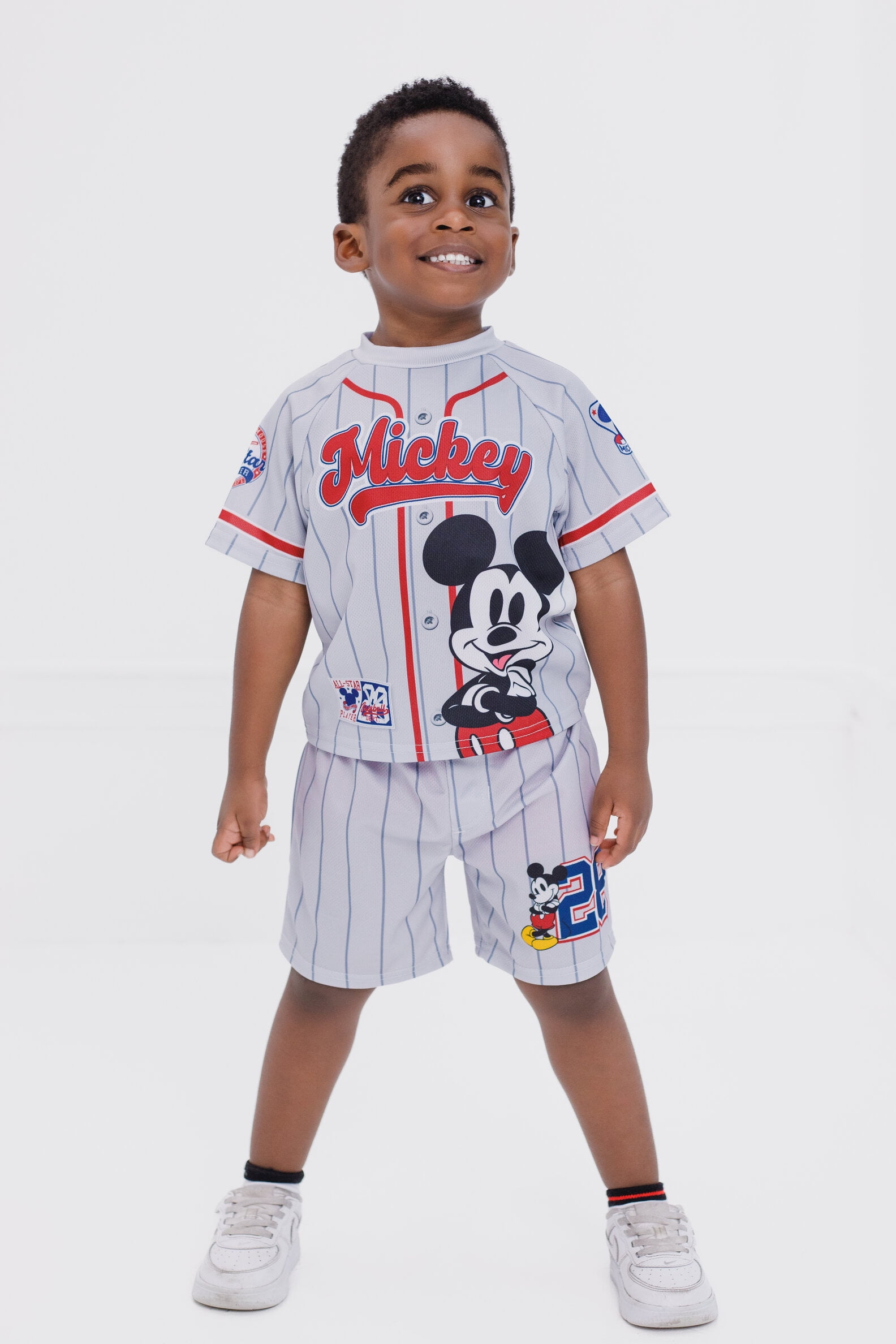 Disney Mickey Mouse Mesh Athletic Jersey T-Shirt and Basketball Shorts Sports Outfit Set Infant to Little Kid