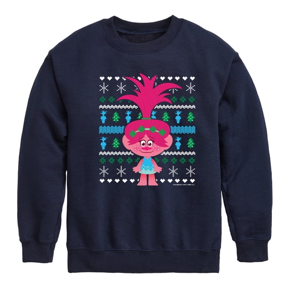 Trolls - Poppy Blue Green Ugly Sweater Graphic Long Sleeve Fleece Sweatshirt
