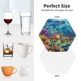 thumbnail image 6 of Pofeuu Sea World Print Coasters for Drinks, 4Pack PU Leather Coasters, Bar Drink Coasters for Tabletop Protection, Furniture from Damage-Hexagon, 6 of 6