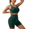 thumbnail image 2 of RFQWOVSR Women 2 Piece Cross Back Workout Set High Support Sports Bra with High Waist Peach Hip Shorts Yoga Outfit M, 2 of 6
