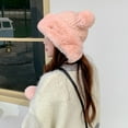 thumbnail image 4 of TOOYOU Women Winter Hat Crochet Ear Cover Plush Wide Brim With Fur Ball Pompom Knit Hats Warm Cold Beanie Hats, 4 of 7