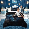 thumbnail image 2 of meiyoeat Ocean Underwater Dino Twin Comforter Sets for Boys Men, Mystic Sea Animal Bedding Set, Blue Gray, Black Reversible, 2pcs, 1 Comforter and 1 Pillowcase, 2 of 6