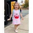 thumbnail image 6 of RUINIXCW Toddler Baby Girl Back to School Dress Kids Kindergarten Outfits Little Baby Girl Summer Tank Dress Overalls School Bow Apple Embroidery Sleeveless Striped A Line Dress, 6 of 9