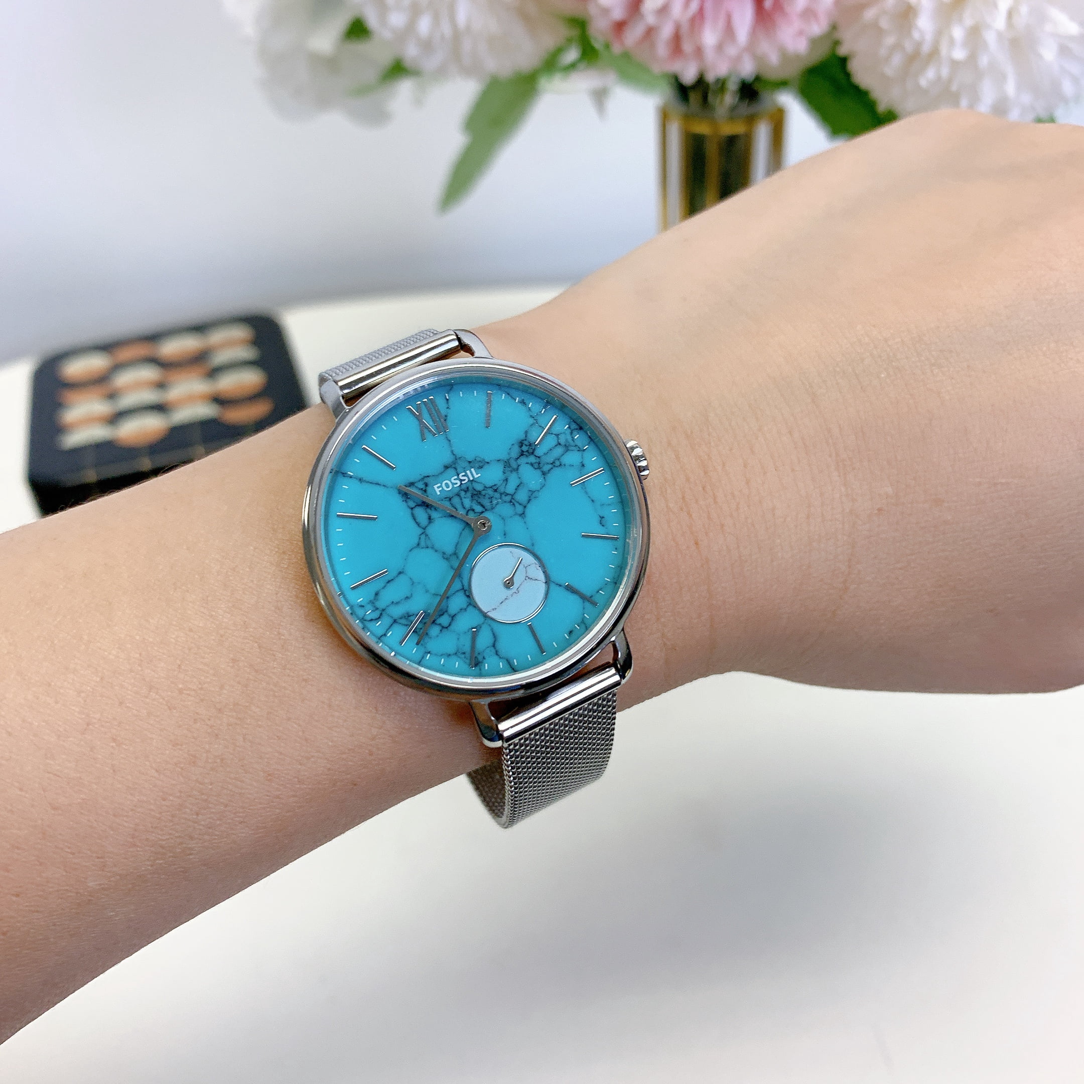 Fossil ES5075 Kalya Blue Dial Stainless Steel Quartz Women Watch&