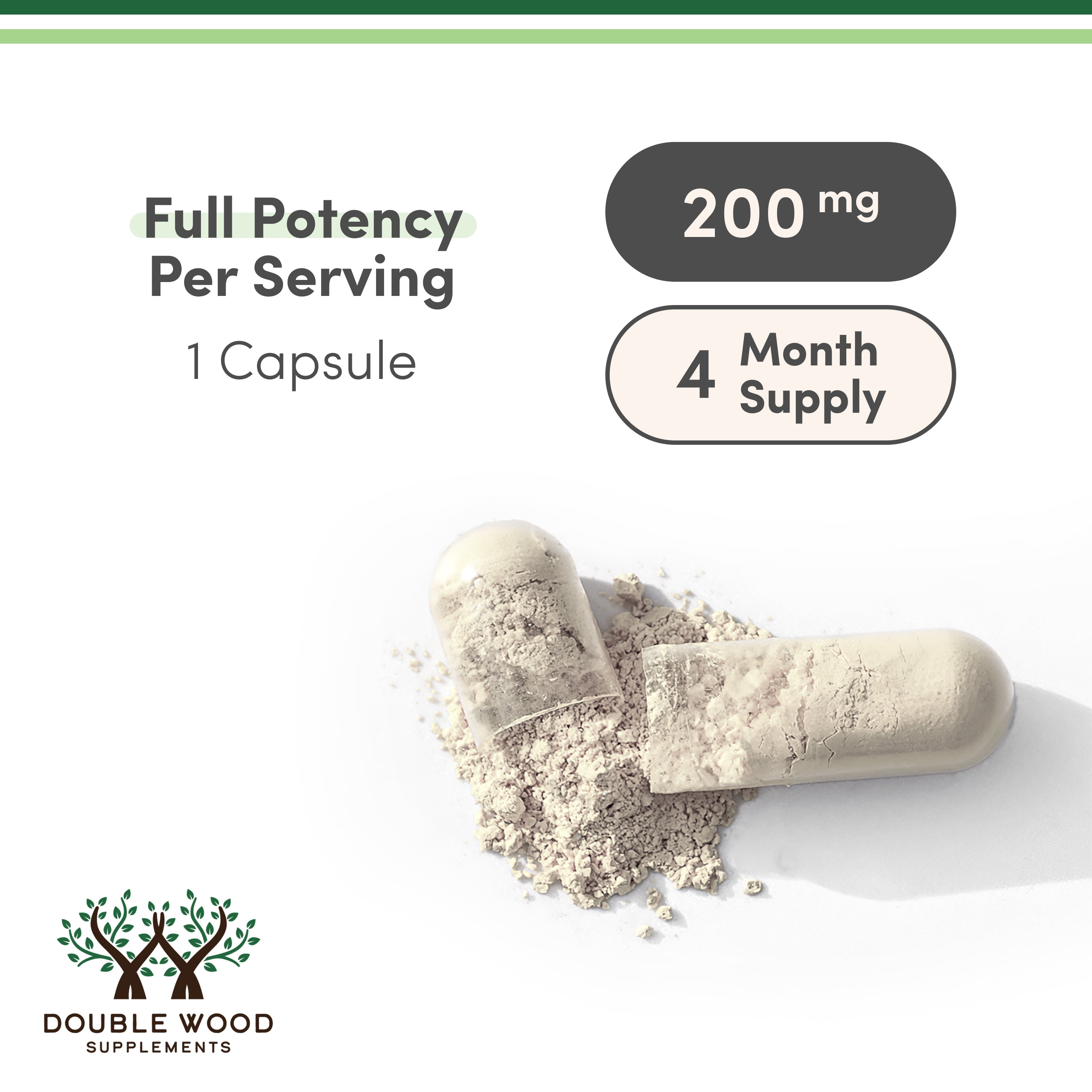 L-Theanine 200mg Capsules (Third Party Tested), 60 Capsules by Double Wood Supplements