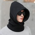 thumbnail image 4 of iHPH7 Ski Mask Winter Scarf Hooded Scarf Thermal Ski Masks One Piece Cold Scarf Hats Hat and Scarf Set Windproof Scarf Hats Black One Size, 4 of 7