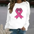thumbnail image 2 of Trendy Breast Cancer Shirts for Women Long Sleeve Round Neck Pink Ribbon Print Tops Casual Loose Pullover Hoodie Top,White 6,L, 2 of 5