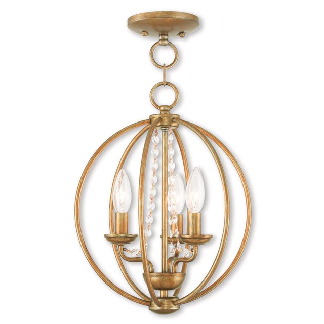 Livex Lighting 40913-48 Mini Lustre Convertible/monture de Plafond, Feuille d'Or Antique