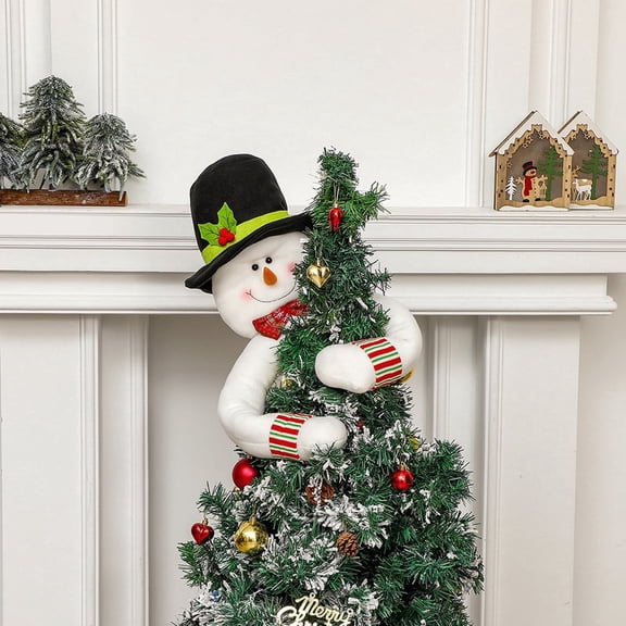 YHAICO Christmas Tree Topper Christmas Tree Star Topper Christmas Xmas Tree Toppers Top Decoration Santa Claus Snowman Topper Hugging Tree Topper