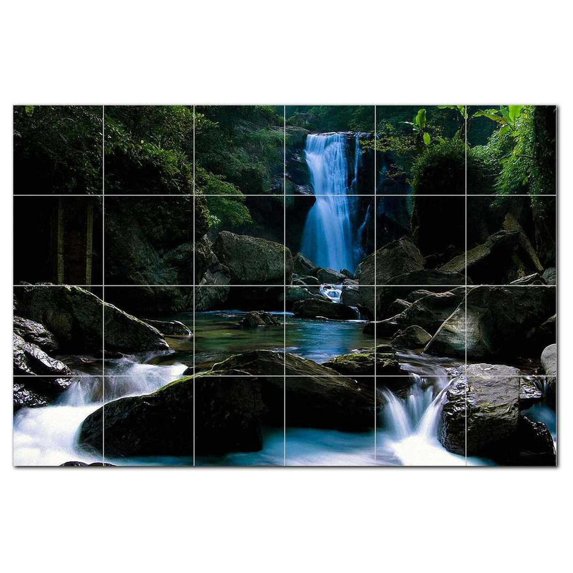 Waterfalls Photo Ceramic Tile Mural Kitchen Backsplash Bathroom Shower 406242-L