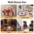 thumbnail image 2 of Red White Moire Round 13 Inch Placemats Set of 2, Modern Abstract Art HeatResistant Non Slip Place Mats for Dining Table, Wipeable Braided Kitchen Table Mats for Housewarming, 2 of 9