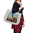 thumbnail image 2 of Easter Shopping Bag, Easter Themed Rabbit Photography Small Animal in Tall Grass with Spring Flowers, Eco-Friendly Reusable Bag for Groceries Beach and More, 15.5" X 14.5", Cream, by Ambesonne, 2 of 2