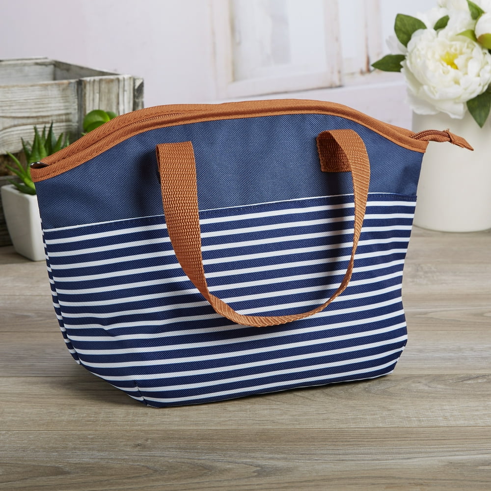 Fit & Fresh Samantha Insulated Lunch Bag Navy Nautical Stripe