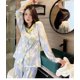 thumbnail image 1 of Conjunto de Pijama de rayas de cebra para mujer, ropa de dormir femenina con solapa de satén de seda sintética, camisa de manga larga, pantalones, ropa de casa, 2 piezas, 1 of 4
