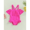 thumbnail image 2 of Bagilaanoe Toddler Baby Girls One-Piece Swimsuit Off Shoulder Sleeveless Ruffle Swimwear 12M 18M 24M 3T 4T Kids Bathing Suit Beachwear, 2 of 9