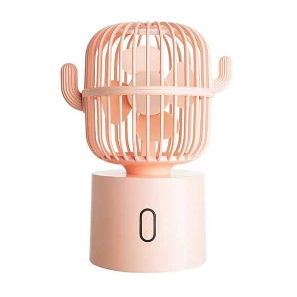 Tatum88 Desktop Fans Cactus Shaking Head Fan 2400mAh USB Charging Pink Silent Portable Mini Desktop Fans Desktop Fans