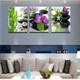 thumbnail image 2 of Canvas Wall Art 3 Panel Modern Spa Bamboo Zen Stone Purple Flowers Photograph Canvas Painting for Home Wall Decorative, 2 of 6