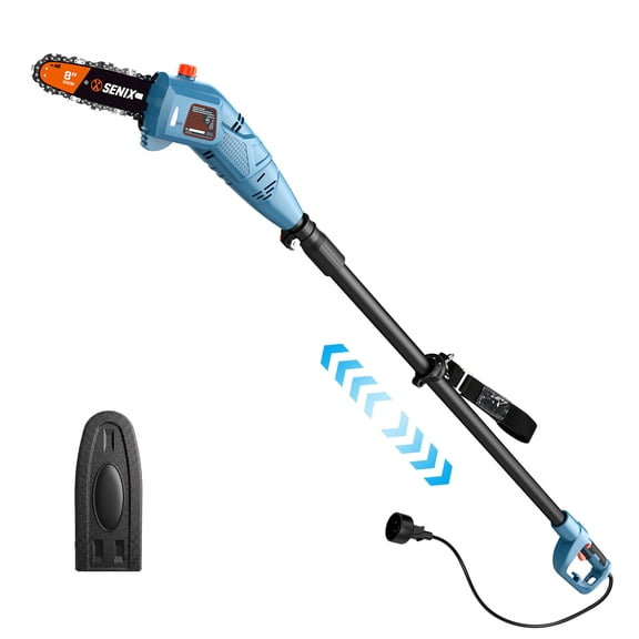Senix 120V Corded Electric Pole Saw, 8‑Inch Oregon Bar & Chain, Automatic Oiling for Tree Trimming