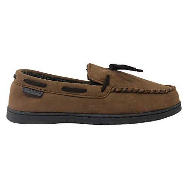 Men's dearfoams microsuede whipstitch trim moccasin slippers best sale