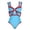 Light Blue, variant on Women Swimwear, Color Block Bow Cutout One Piece Padded Swimsuit with Polka Dot Skirt Bathing Suit for Vacation