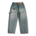 thumbnail image 6 of WMQPNNS Boys Jeans Kids Fashion Boys Pants Size 10 Baggy Elastic Waist Straight Leg Skater Denim Pants Casual Loose Streetwear with Pockets(A-Blue, Size 9-10 Years), 6 of 9