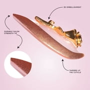 Salon Perfect Artificial Fake Press On Nails, 417 Charmed, Gold Rose, Medium Almond, File, Glue, and Prep Pad Included, 30 Nails