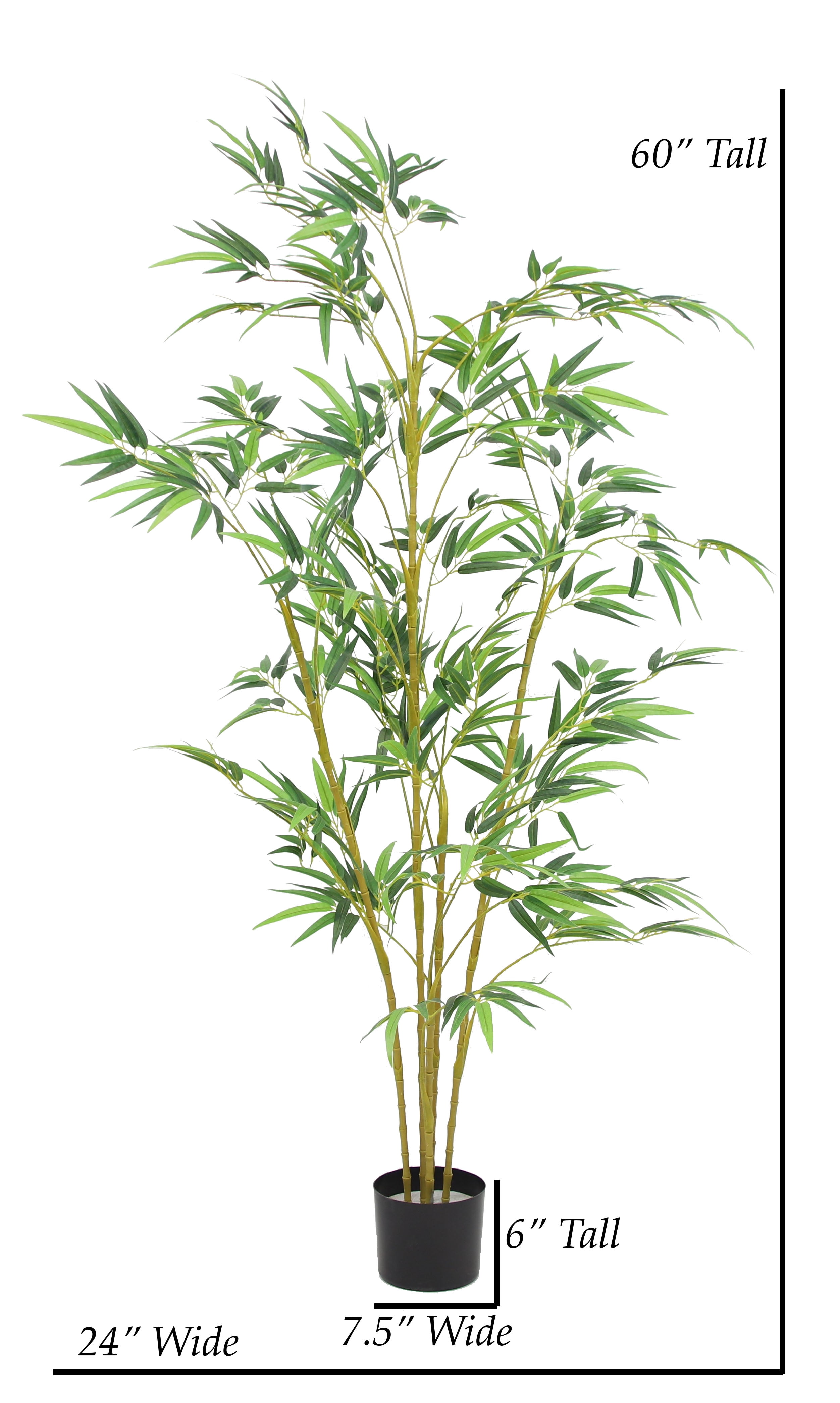 The Mod Greenhouse 60" Artificial Real Touch Green Bamboo Tree in a Matte Black Grower's Pot