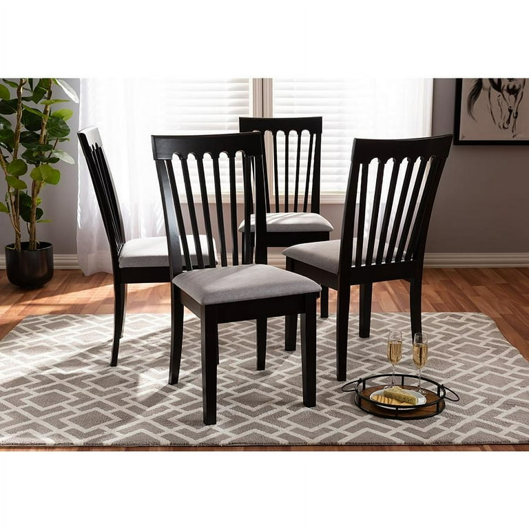 Baxton Studio Minette Fabric and Wood Dining Chairs in Gray Espresso Set of 4
