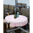 thumbnail image 2 of Aqua Boho Outdoor Tablecloth - 60 Inch Round Dining Table Cover, Vintage Floral Contemporary Art Waterproof Outdoor Table Cloth with Umbrella Hole & Zipper for Picnic/Patio/Party, 2 of 5