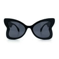 thumbnail image 5 of Womens Bold Bowtie Butterfly Shape Oversized Cute Diva Plastic Sunglasses All Black, 5 of 8